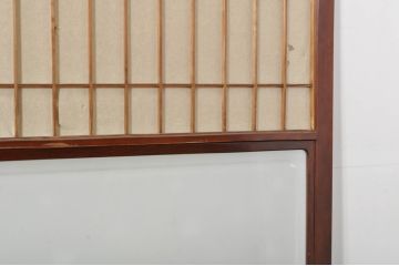 アンティーク建具　上手物!!　高級品　欅(ケヤキ)材　古い大邸宅で使われていた漆塗りの大きな障子戸2枚セット(引き戸、ガラス帯戸)(R-080200)