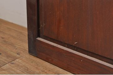アンティーク建具　上手物!!　高級品　欅(ケヤキ)材　古い大邸宅で使われていた漆塗りの大きな障子戸2枚セット(引き戸、ガラス帯戸)(R-080200)