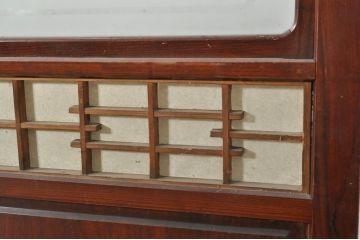 アンティーク建具　上手物!!　高級品　欅(ケヤキ)材　古い大邸宅で使われていた漆塗りの大きな障子戸2枚セット(引き戸、ガラス帯戸)(R-080200)