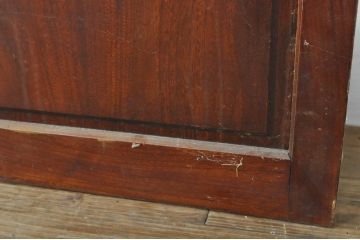アンティーク建具　上手物!!　高級品　欅(ケヤキ)材　古い大邸宅で使われていた漆塗りの大きな障子戸2枚セット(引き戸、ガラス帯戸)(R-080200)
