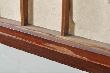 アンティーク建具　上手物!!　高級品　欅(ケヤキ)材　古い大邸宅で使われていた漆塗りの大きな障子戸2枚セット(引き戸、ガラス帯戸)(R-080200)