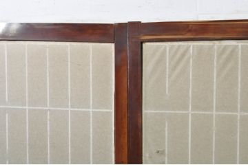 アンティーク建具　上手物!!　高級品　欅(ケヤキ)材　古い大邸宅で使われていた漆塗りの大きな障子戸2枚セット(引き戸、ガラス帯戸)(R-080200)