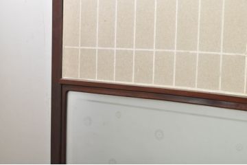 アンティーク建具　上手物!!　高級品　欅(ケヤキ)材　古い大邸宅で使われていた漆塗りの大きな障子戸2枚セット(引き戸、ガラス帯戸)(R-080200)