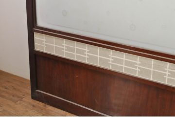 アンティーク建具　上手物!!　高級品　欅(ケヤキ)材　古い大邸宅で使われていた漆塗りの大きな障子戸2枚セット(引き戸、ガラス帯戸)(R-080200)