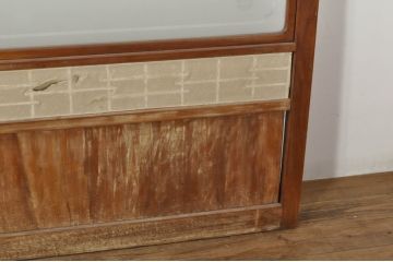 アンティーク建具　上手物!!　高級品　欅(ケヤキ)材　古い大邸宅で使われていた漆塗りの大きな障子戸2枚セット(引き戸、ガラス帯戸)(R-080200)