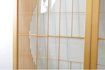 中古　美品　背の高い丸窓風の格子入りアクリル戸2枚セット(格子戸、引き戸、ガラス戸、建具)(R-080205)