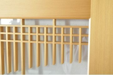 中古　美品　背の高い丸窓風の格子入りアクリル戸2枚セット(格子戸、引き戸、ガラス戸、建具)(R-080205)