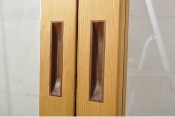 中古　美品　背の高い丸窓風の格子入りアクリル戸2枚セット(格子戸、引き戸、ガラス戸、建具)(R-080205)