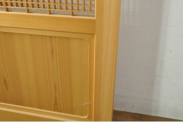 中古　美品　背の高い丸窓風の格子入りアクリル戸2枚セット(格子戸、引き戸、ガラス戸、建具)(R-080205)