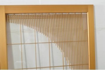 中古　美品　背の高い丸窓風の格子入りアクリル戸2枚セット(格子戸、引き戸、ガラス戸、建具)(R-080205)