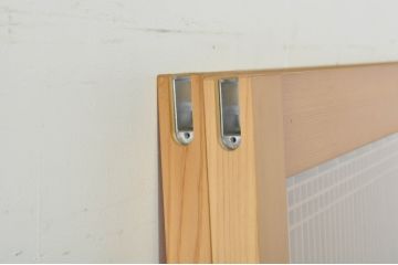 中古　美品　背の高い丸窓風の格子入りアクリル戸2枚セット(格子戸、引き戸、ガラス戸、建具)(R-080205)