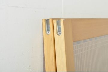 中古　美品　ペットドア付き　ひょうたんのデザインがアクセントの背の高い格子入りアクリル戸2枚セット(格子戸、引き戸、ガラス戸、建具)(R-080206)