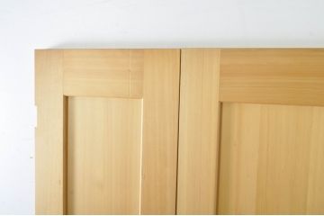 中古　特大　ステンドグラスがアクセントの親子ドア(木製扉、建具)(R-080210)
