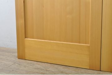 中古　特大　ステンドグラスがアクセントの親子ドア(木製扉、建具)(R-080210)