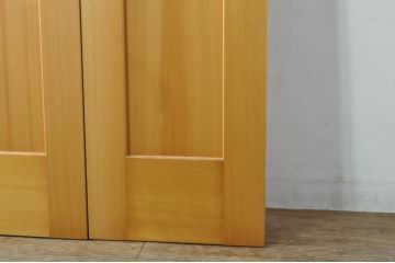 中古　特大　ステンドグラスがアクセントの親子ドア(木製扉、建具)(R-080210)
