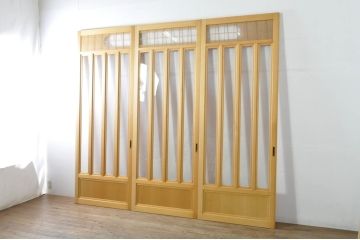 中古　和モダンな空間づくりにおすすめのアクリル戸3枚セット(引き戸、ガラス戸、建具)(R-080213)