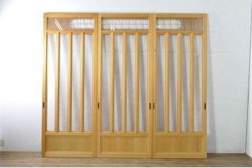 中古　和モダンな空間づくりにおすすめのアクリル戸3枚セット(引き戸、ガラス戸、建具)(R-080213)