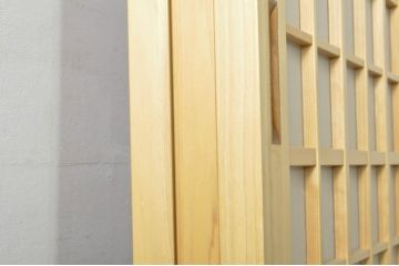 中古　落ち着きのある空間を演出する升目(マス目)の格子入りガラス戸3枚セット(きつね格子、狐格子、格子戸、引き戸、建具)(R-080214)