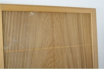 中古　特大　杉材　和の空間を高めるアクリル入り格子戸2枚セット(引き戸、ガラス戸、建具)(R-080215)