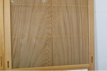 中古　特大　杉材　和の空間を高めるアクリル入り格子戸2枚セット(引き戸、ガラス戸、建具)(R-080215)