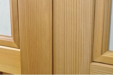 中古　特大　杉材　和の空間を高めるアクリル入り格子戸2枚セット(引き戸、ガラス戸、建具)(R-080215)