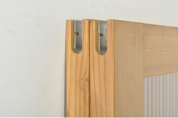 中古　特大　杉材　和の空間を高めるアクリル入り格子戸2枚セット(引き戸、ガラス戸、建具)(R-080215)