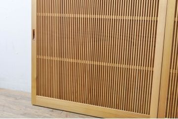 中古　杉材　和の空間を高める格子窓2枚セット(引き戸、格子戸、建具)(R-080216)