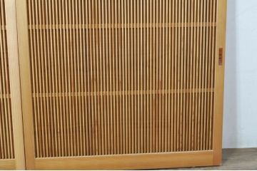 中古　杉材　和の空間を高める格子窓2枚セット(引き戸、格子戸、建具)(R-080216)