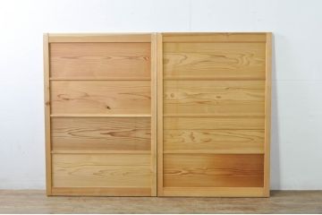 中古　杉材　和の空間を高める格子窓2枚セット(引き戸、格子戸、建具)(R-080216)