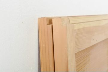 中古　杉材　和の空間を高める格子窓2枚セット(引き戸、格子戸、建具)(R-080216)