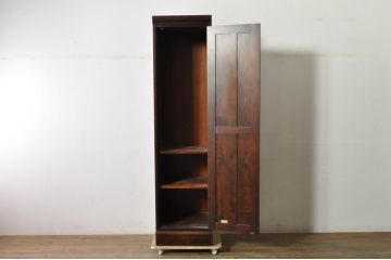 中古　美品　希少モデル　北海道民芸家具　幅狭　細身で取り入れやすい上品な幅狭ワードローブ(洋服タンス、収納棚、ロッカータンス)(R-080219)
