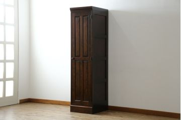 中古　美品　希少モデル　北海道民芸家具　幅狭　細身で取り入れやすい上品な幅狭ワードローブ(洋服タンス、収納棚、ロッカータンス)(R-080219)