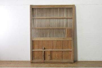 アンティーク建具　松材　時代の流れを感じさせる格子蔵戸1枚(引き戸、玄関戸、格子戸)(R-080220)