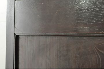 アンティーク建具　上手物!!　富山産　総欅(ケヤキ)材　裏側まで漆塗りの格子蔵戸1枚(引き戸、玄関戸、格子戸)(R-080225)