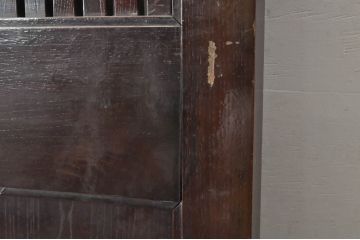 アンティーク建具　上手物!!　富山産　総欅(ケヤキ)材　裏側まで漆塗りの格子蔵戸1枚(引き戸、玄関戸、格子戸)(R-080225)