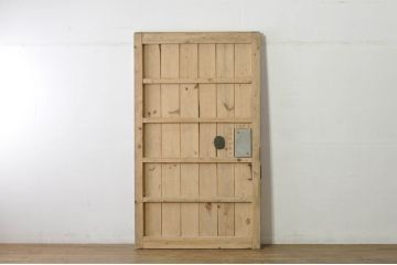 アンティーク建具　重厚な味わい深い鉄板張りの蔵戸1枚(鉄扉、玄関戸、引き戸)(R-080228)
