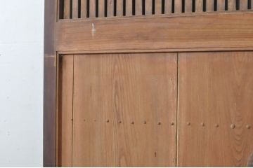 アンティーク建具　総欅(ケヤキ)材　時代の流れを感じさせる格子蔵戸1枚(引き戸、玄関戸、格子戸)(R-080229)