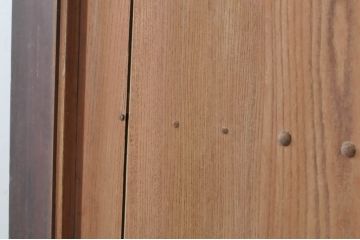 アンティーク建具　総欅(ケヤキ)材　時代の流れを感じさせる格子蔵戸1枚(引き戸、玄関戸、格子戸)(R-080229)