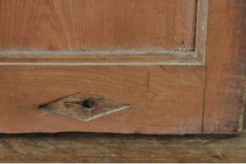 アンティーク建具　総欅(ケヤキ)材　時代の流れを感じさせる格子蔵戸1枚(引き戸、玄関戸、格子戸)(R-080229)