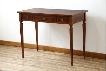 中古　イタリア　輸入家具　凛とした佇まいが美しい象嵌入りのデスク(コンソールテーブル、平机、ワークデスク、在宅用、在宅ワーク用)(R-080244)