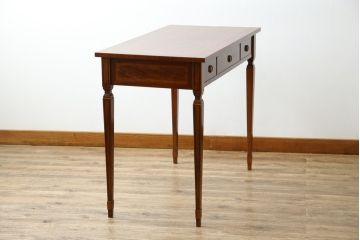 中古　イタリア　輸入家具　凛とした佇まいが美しい象嵌入りのデスク(コンソールテーブル、平机、ワークデスク、在宅用、在宅ワーク用)(R-080244)