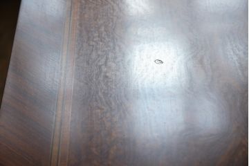 中古　イタリア　輸入家具　凛とした佇まいが美しい象嵌入りのデスク(コンソールテーブル、平机、ワークデスク、在宅用、在宅ワーク用)(R-080244)