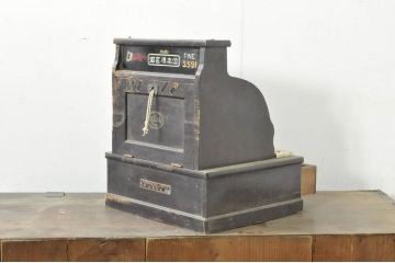 和製アンティーク　国松商會　レトロなデザインが雰囲気を高める木製のレジスター(キャッシャー、ディスプレイ、店舗什器)(R-080249)