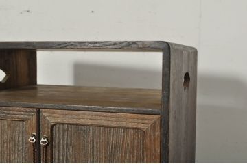 和製アンティーク　桐材　桑材　小ぶりながらも収納力のある上品な小棚(小引き出し、収納棚、戸棚)(R-080253)