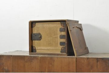 和製アンティーク　外箱付き　天保　歴史を感じる桐材の證文箱(証文箱、船箪笥、小引き出し、収納箪笥、小物収納)(R-080256)