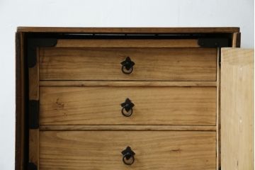 和製アンティーク　外箱付き　天保　歴史を感じる桐材の證文箱(証文箱、船箪笥、小引き出し、収納箪笥、小物収納)(R-080256)