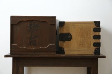 和製アンティーク　外箱付き　天保　歴史を感じる桐材の證文箱(証文箱、船箪笥、小引き出し、収納箪笥、小物収納)(R-080256)