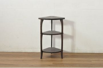 和製ビンテージ　日光彫り　咲き誇る花の彫刻が美しいコーナーラック(ディスプレイラック、陳列棚、飾り棚、花台、ヴィンテージ)(R-080258)
