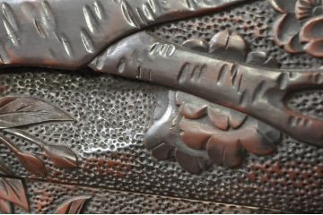 和製ビンテージ　上手物!!　大島一水作　日光彫り　職人技が光る五段の小引き出し(チェスト、整理箪笥、卓上収納、ヴィンテージ)(R-080259)