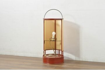 アンティーク照明　根来塗り(ねごろぬり)　朱色が空間のアクセントになる行灯(行燈、丸行灯、スタンドライト、間接照明、フロアスタンド)(R-080262)